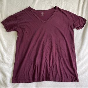Burgundy Aerie Boyfriend V-neck Tee